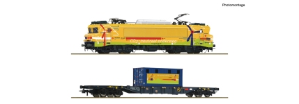Roco 7510117 - H0 - 2-tlg. Set E-Lok 1756 Charlotte mit Containertragwagen, Strukton Rail, Ep. VI - DC-Sound